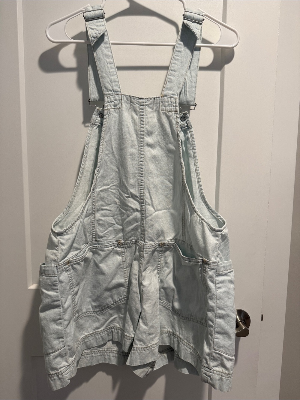We The Free Light Wash Denim Overall Romper - Pale Blue - Picture 2 of 6